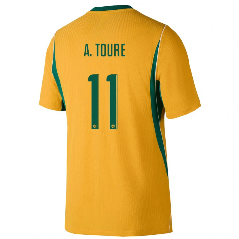 Danxen Barn Australien Al Hassan Touré #11 Gul Grön Hemmatröja Matchtröjor 26-28 Tröjor T-Tröja