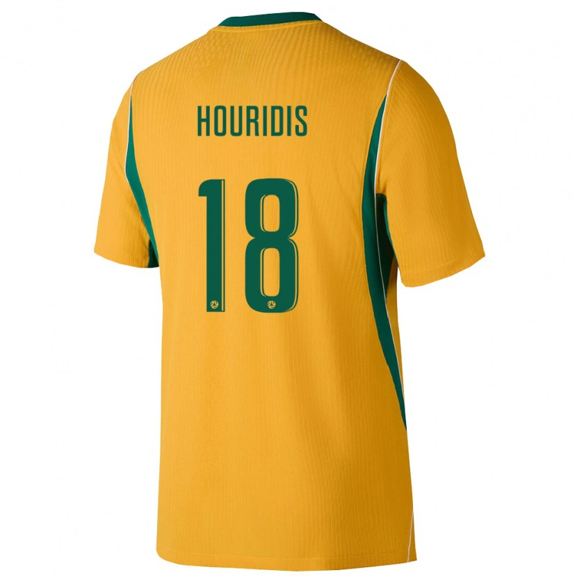 Danxen Barn Australien James Houridis #18 Gul Grön Hemmatröja Matchtröjor 26-28 Tröjor T-Tröja