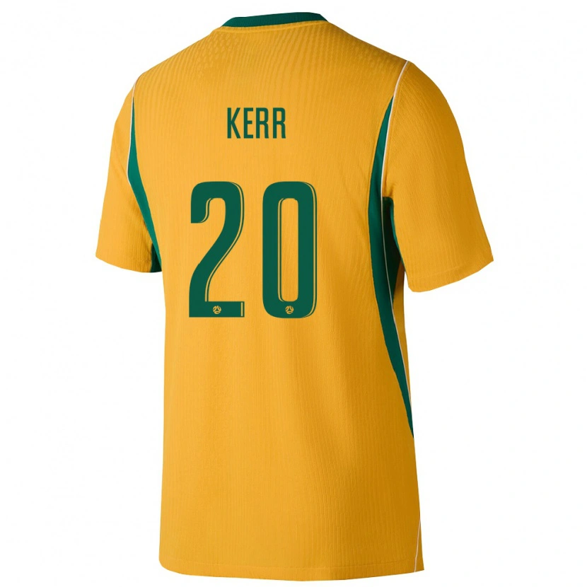 Danxen Barn Australien Sam Kerr #20 Gul Grön Hemmatröja Matchtröjor 26-28 Tröjor T-Tröja