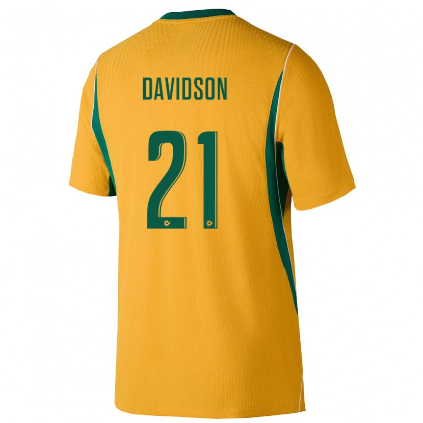 Danxen Barn Australien Jason Davidson #21 Gul Grön Hemmatröja Matchtröjor 26-28 Tröjor T-Tröja