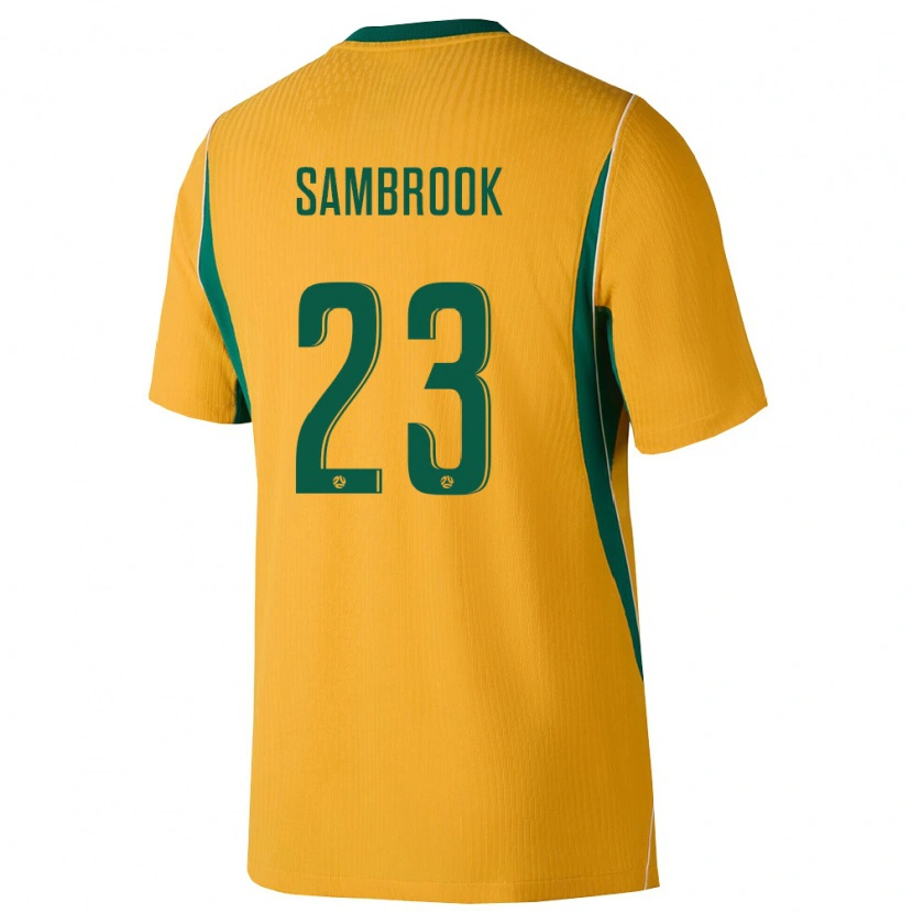 Danxen Barn Australien Logan Sambrook #23 Gul Grön Hemmatröja Matchtröjor 26-28 Tröjor T-Tröja