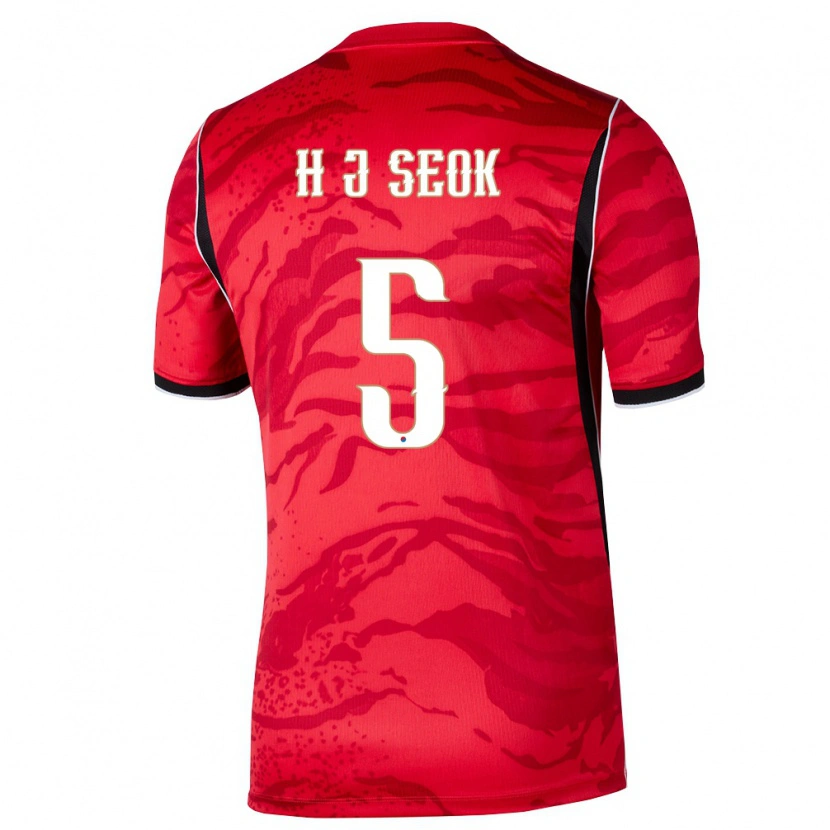 Danxen Barn Sydkorea Ji-Hwan Seok #5 Röd Vit Svart Hemmatröja Matchtröjor 26-28 Tröjor T-Tröja