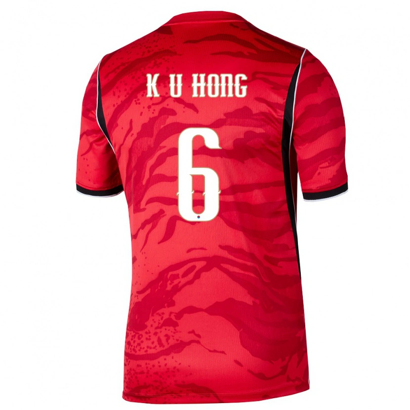 Danxen Barn Sydkorea Ki-Uk Hong #6 Röd Vit Svart Hemmatröja Matchtröjor 26-28 Tröjor T-Tröja