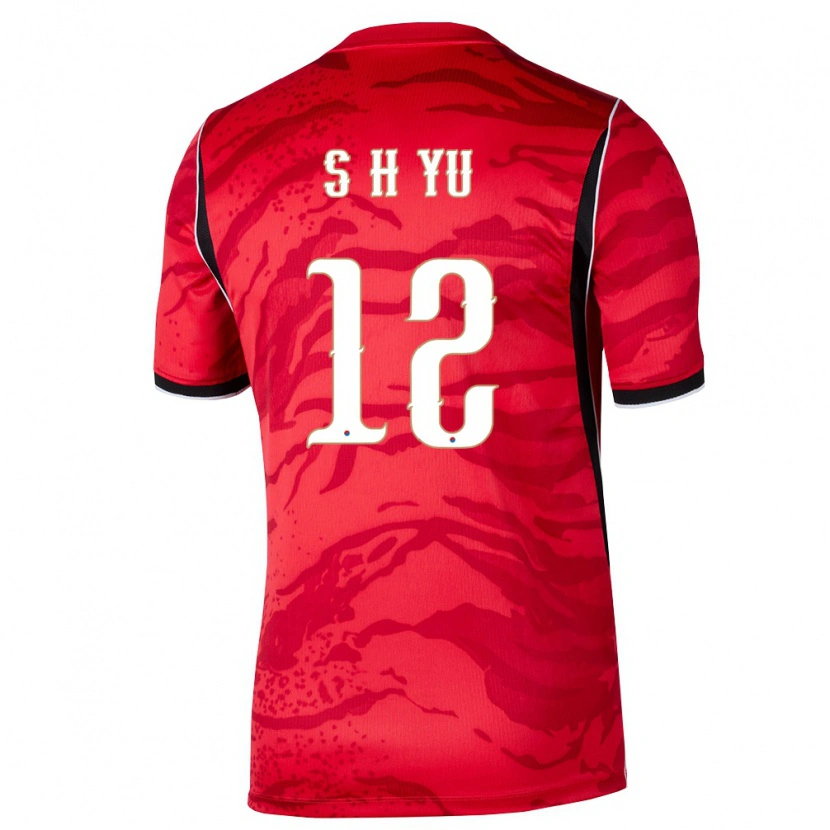 Danxen Barn Sydkorea Yu Seung Hyun #12 Röd Vit Svart Hemmatröja Matchtröjor 26-28 Tröjor T-Tröja
