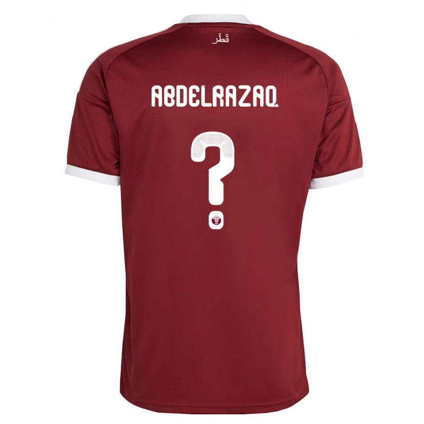 Danxen Barn Qatar Yussef Abdelrazaq #0 Röd Burgund Vit Hemmatröja Matchtröjor 26-28 Tröjor T-Tröja