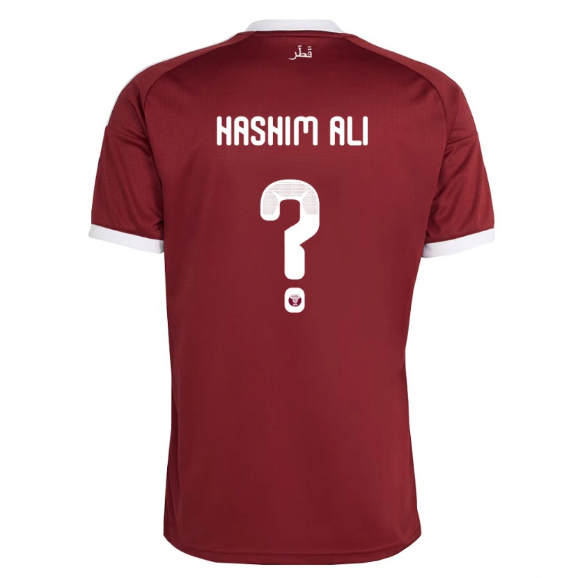 Danxen Barn Qatar Hashim Ali #0 Röd Burgund Vit Hemmatröja Matchtröjor 26-28 Tröjor T-Tröja