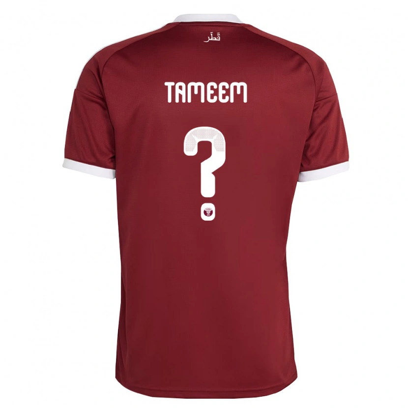 Danxen Barn Qatar Tameem Mansour #0 Röd Burgund Vit Hemmatröja Matchtröjor 26-28 Tröjor T-Tröja