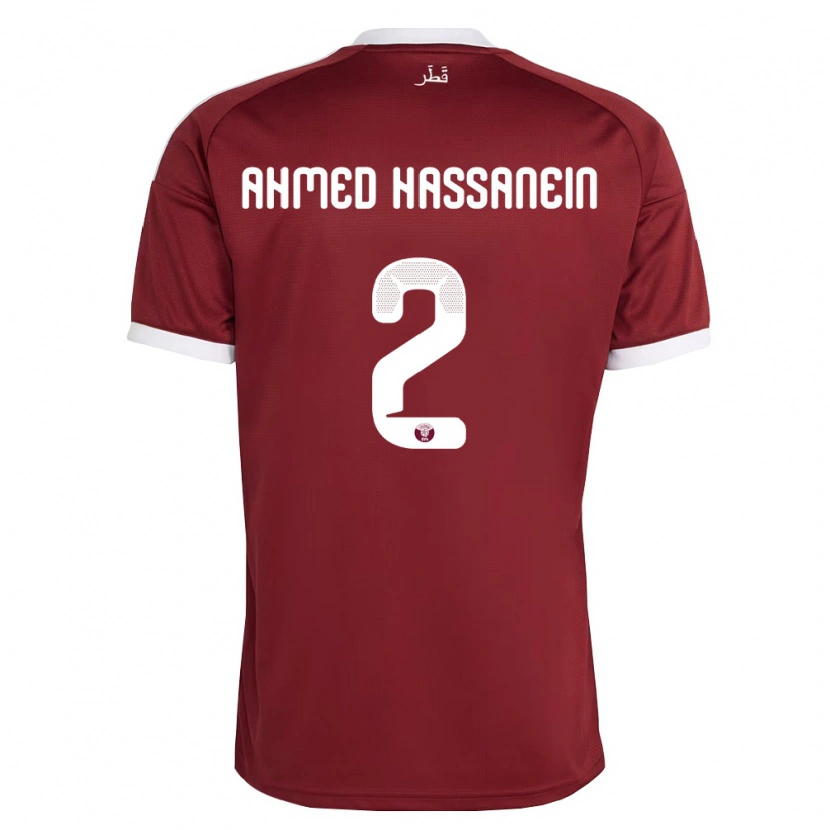 Danxen Barn Qatar Seif Hassanein #2 Röd Burgund Vit Hemmatröja Matchtröjor 26-28 Tröjor T-Tröja