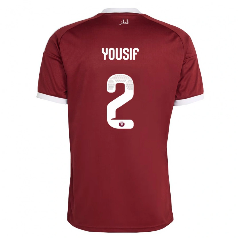 Danxen Barn Qatar Abdalla Yousif #2 Röd Burgund Vit Hemmatröja Matchtröjor 26-28 Tröjor T-Tröja