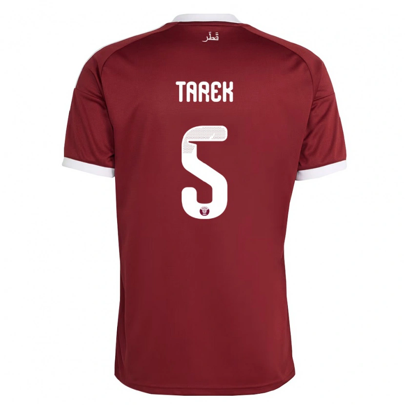 Danxen Barn Qatar Tarek Salman #5 Röd Burgund Vit Hemmatröja Matchtröjor 26-28 Tröjor T-Tröja