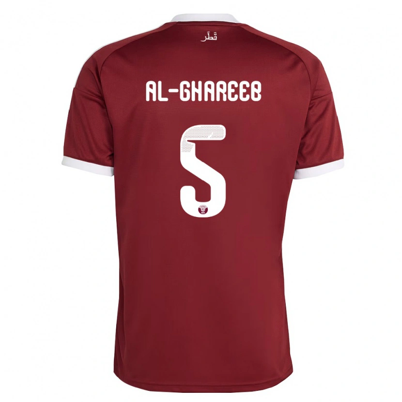 Danxen Barn Qatar Hassan Mohammed Al-Ghareeb #5 Röd Burgund Vit Hemmatröja Matchtröjor 26-28 Tröjor T-Tröja