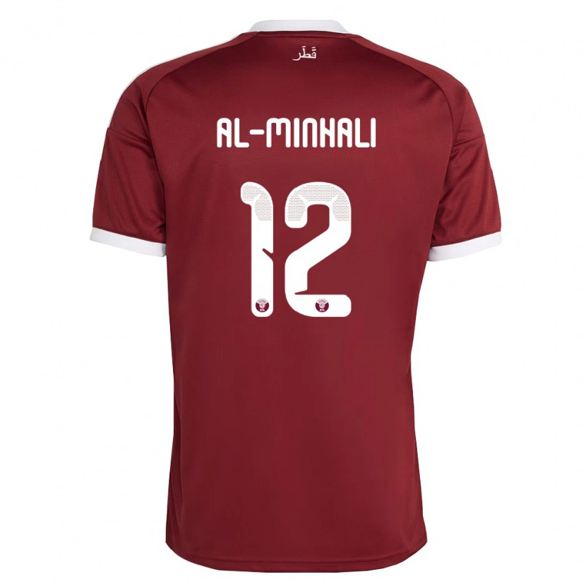Danxen Barn Qatar Ghanem Al-Minhali #12 Röd Burgund Vit Hemmatröja Matchtröjor 26-28 Tröjor T-Tröja