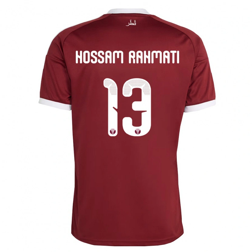Danxen Barn Qatar Khaled Hossam Rahmati #13 Röd Burgund Vit Hemmatröja Matchtröjor 26-28 Tröjor T-Tröja