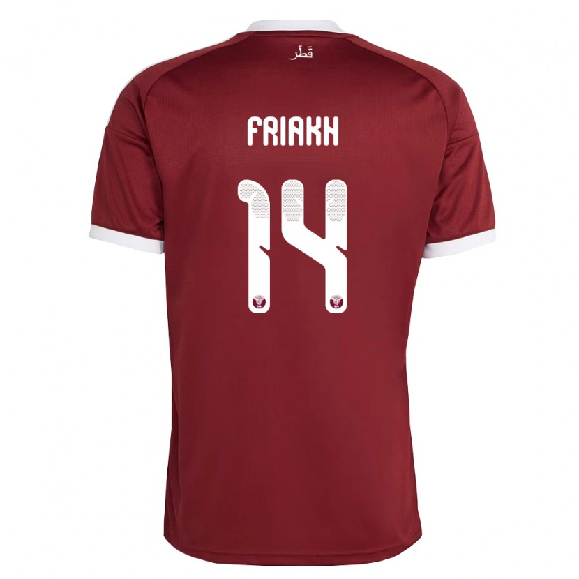Danxen Barn Qatar Jamil Friakh #14 Röd Burgund Vit Hemmatröja Matchtröjor 26-28 Tröjor T-Tröja