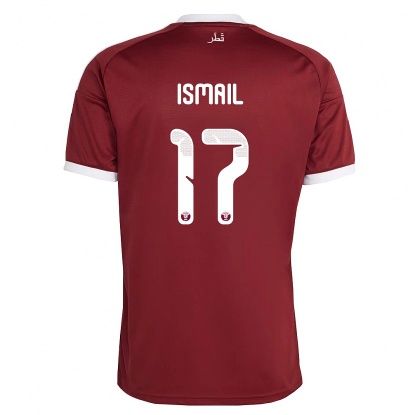 Danxen Barn Qatar Ismail Mohamad #17 Röd Burgund Vit Hemmatröja Matchtröjor 26-28 Tröjor T-Tröja