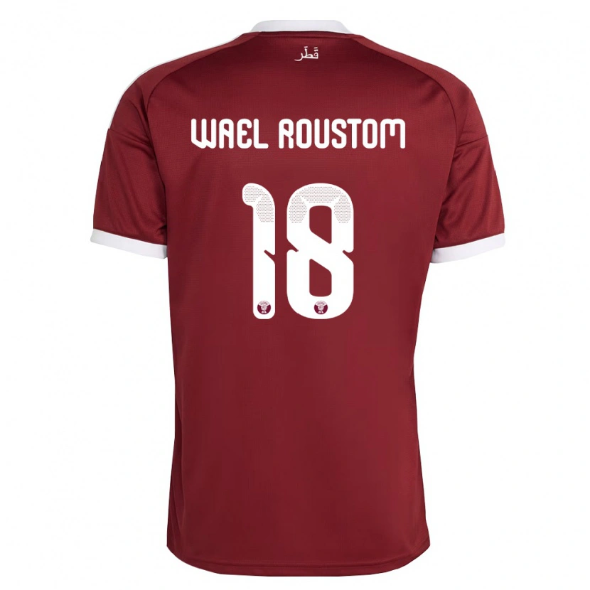 Danxen Barn Qatar Shaher Wael Roustom #18 Röd Burgund Vit Hemmatröja Matchtröjor 26-28 Tröjor T-Tröja
