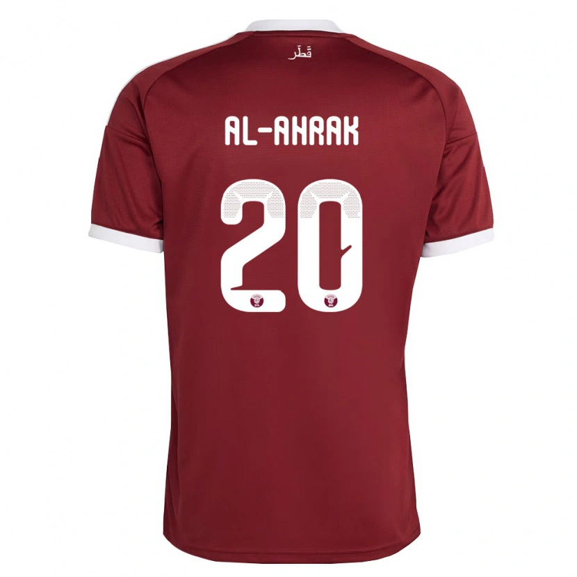 Danxen Barn Qatar Abdullah Al-Ahrak #20 Röd Burgund Vit Hemmatröja Matchtröjor 26-28 Tröjor T-Tröja