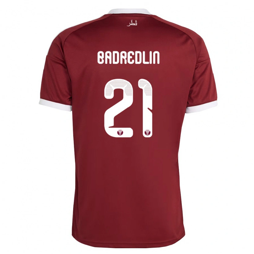 Danxen Barn Qatar Marwan Badredlin #21 Röd Burgund Vit Hemmatröja Matchtröjor 26-28 Tröjor T-Tröja