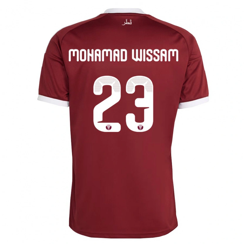 Danxen Barn Qatar Karim Mohamad Wissam #23 Röd Burgund Vit Hemmatröja Matchtröjor 26-28 Tröjor T-Tröja