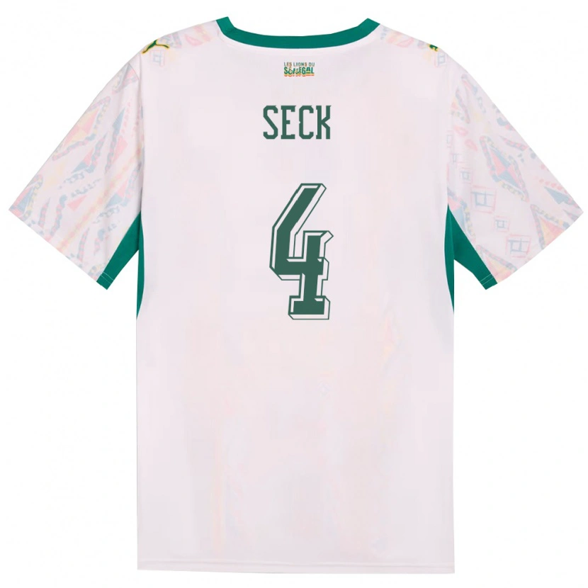 Danxen Barn Senegal Abdoulaye Seck #4 Vit Grön Gul Hemmatröja Matchtröjor 26-28 Tröjor T-Tröja