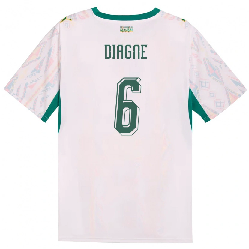 Danxen Barn Senegal Edmee Diagne #6 Vit Grön Gul Hemmatröja Matchtröjor 26-28 Tröjor T-Tröja