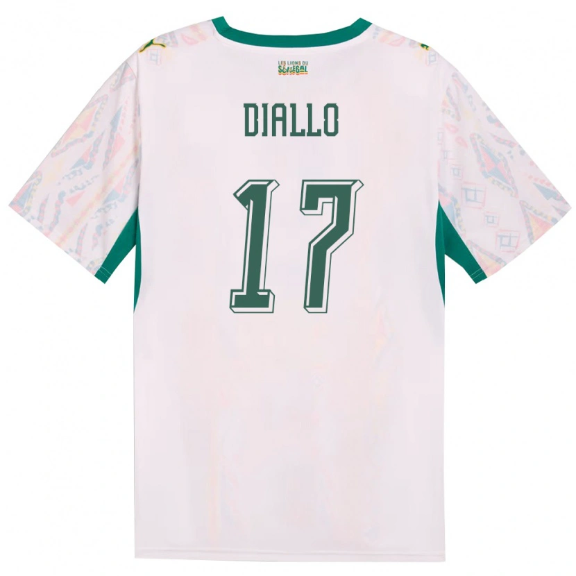 Danxen Barn Senegal Ibrahima Diallo #17 Vit Grön Gul Hemmatröja Matchtröjor 26-28 Tröjor T-Tröja