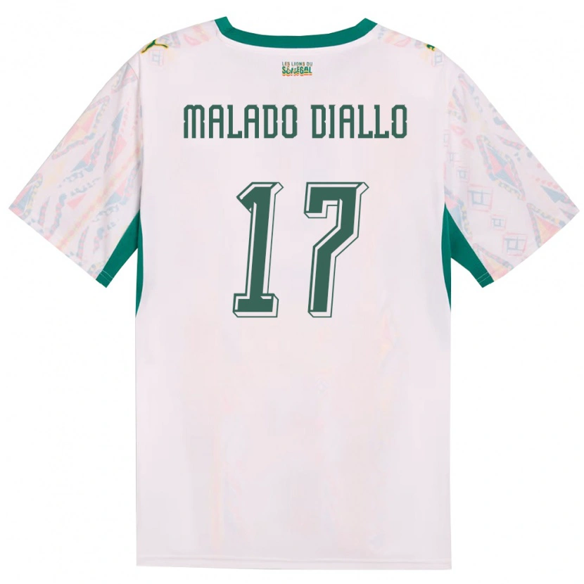 Danxen Barn Senegal Hapsatou Malado Diallo #17 Vit Grön Gul Hemmatröja Matchtröjor 26-28 Tröjor T-Tröja