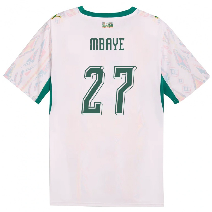 Danxen Barn Senegal Ibrahim Mbaye #27 Vit Grön Gul Hemmatröja Matchtröjor 26-28 Tröjor T-Tröja