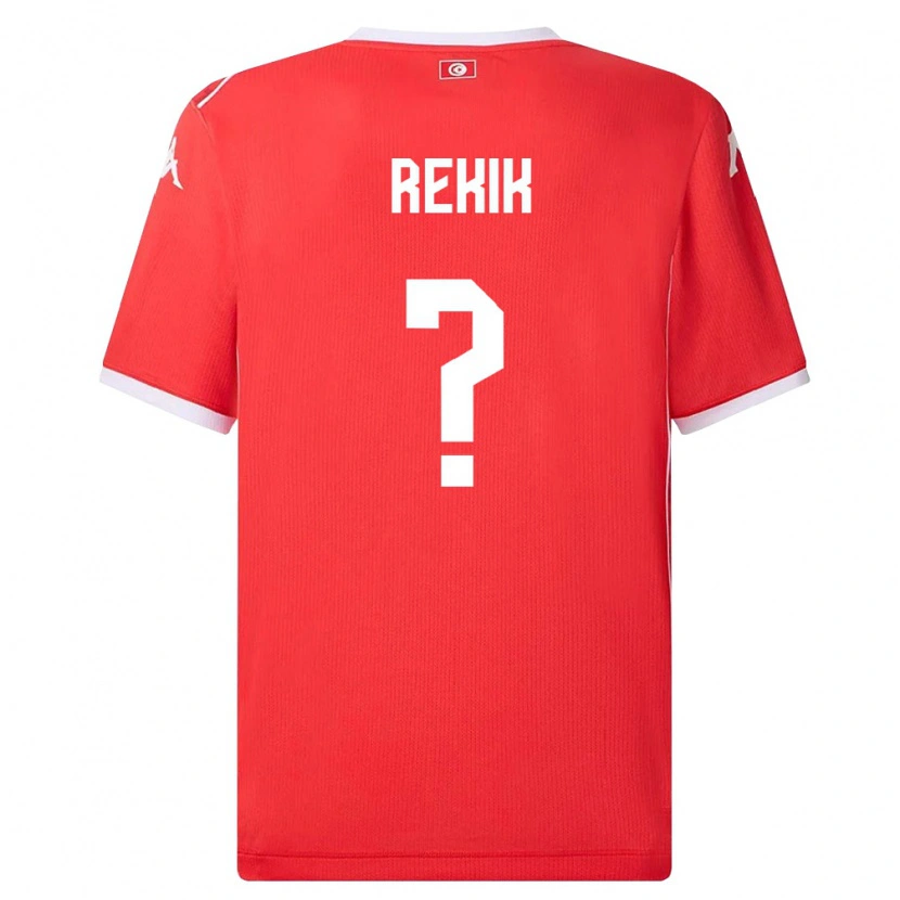 Danxen Barn Tunisien Omar Rekik #0 Röd Vit Hemmatröja Matchtröjor 26-28 Tröjor T-Tröja