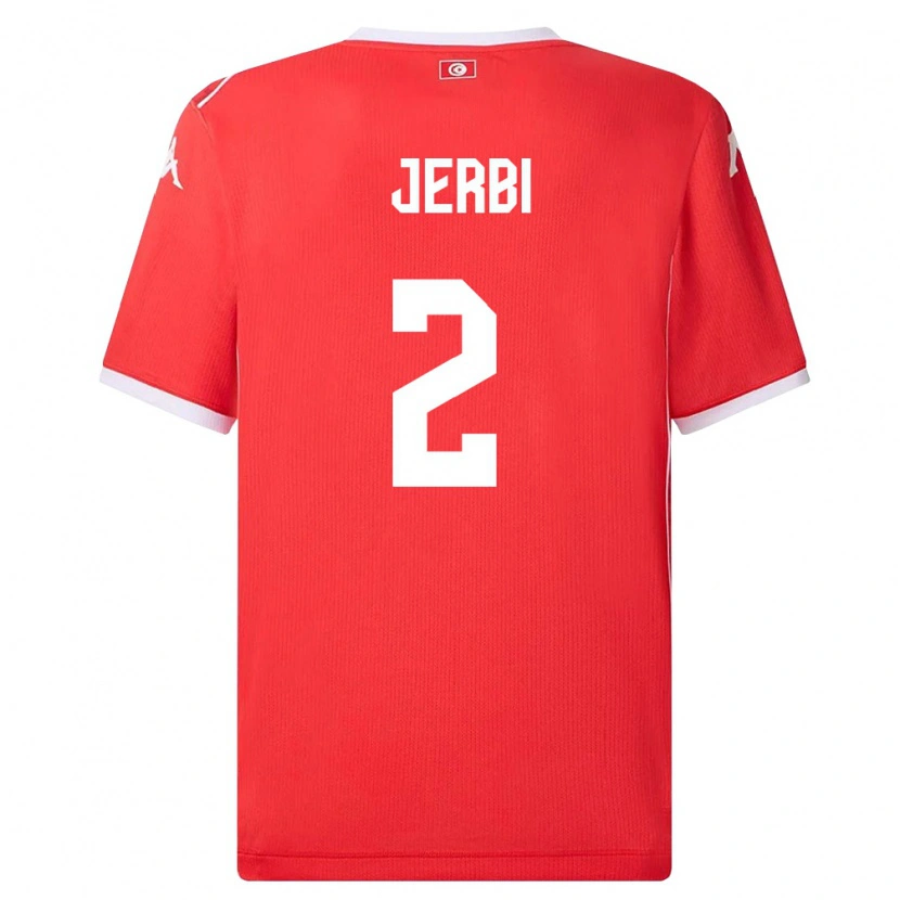 Danxen Barn Tunisien Rayan Jerbi #2 Röd Vit Hemmatröja Matchtröjor 26-28 Tröjor T-Tröja