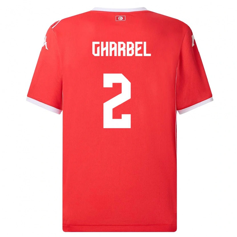 Danxen Barn Tunisien Mahmoud Gharbel #2 Röd Vit Hemmatröja Matchtröjor 26-28 Tröjor T-Tröja