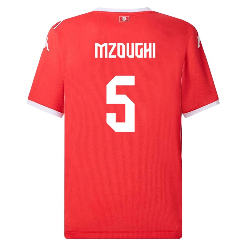 Danxen Barn Tunisien Iskander Mzoughi #5 Röd Vit Hemmatröja Matchtröjor 26-28 Tröjor T-Tröja