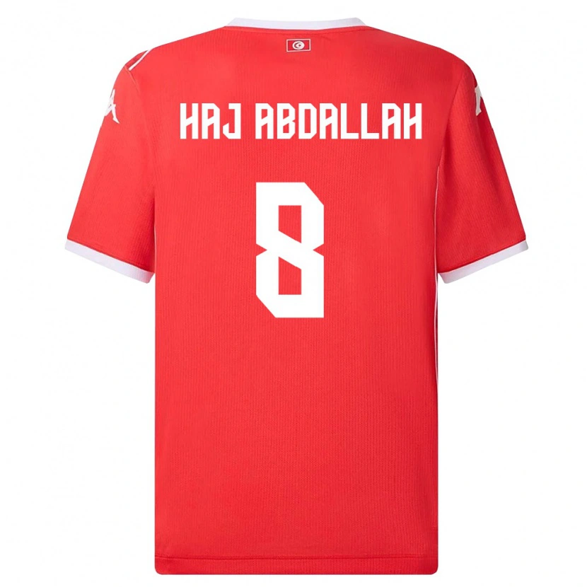 Danxen Barn Tunisien Saïfedin Haj Abdallah #8 Röd Vit Hemmatröja Matchtröjor 26-28 Tröjor T-Tröja