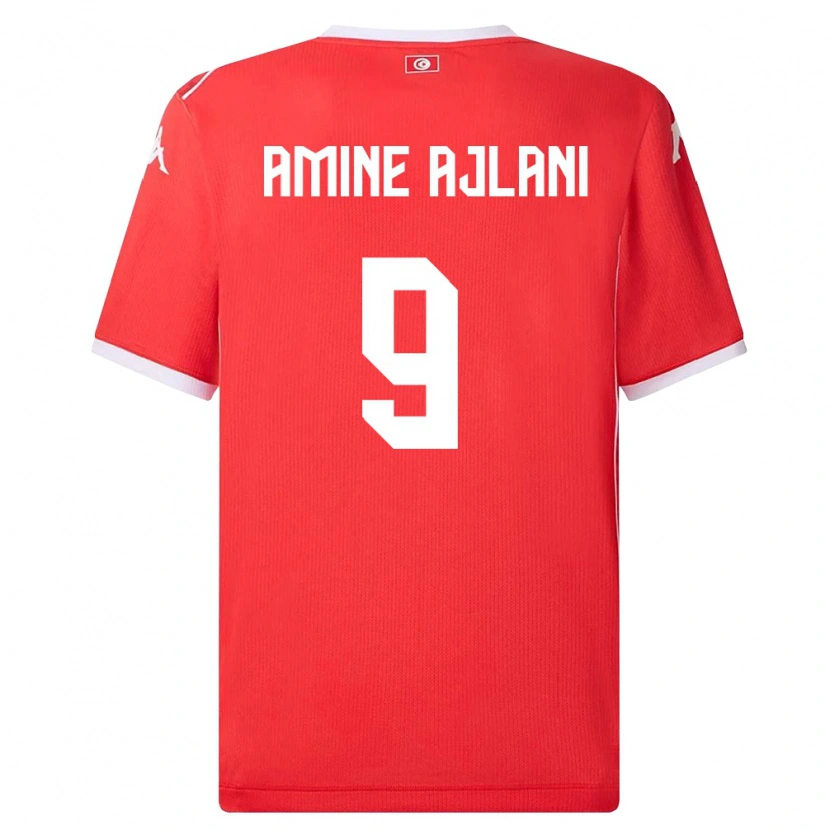Danxen Barn Tunisien Mohamed Amine Ajlani #9 Röd Vit Hemmatröja Matchtröjor 26-28 Tröjor T-Tröja