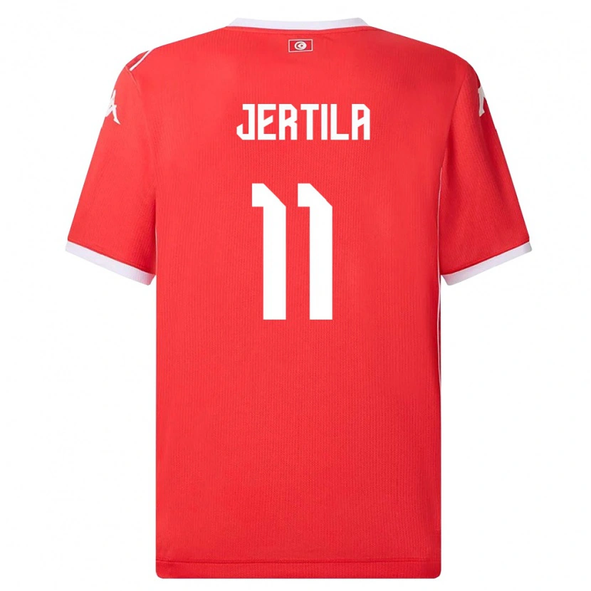 Danxen Barn Tunisien Hedi Jertila #11 Röd Vit Hemmatröja Matchtröjor 26-28 Tröjor T-Tröja