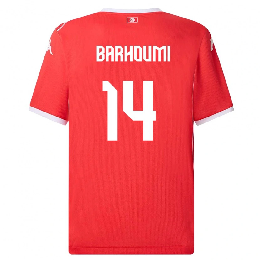 Danxen Barn Tunisien Salah Barhoumi #14 Röd Vit Hemmatröja Matchtröjor 26-28 Tröjor T-Tröja
