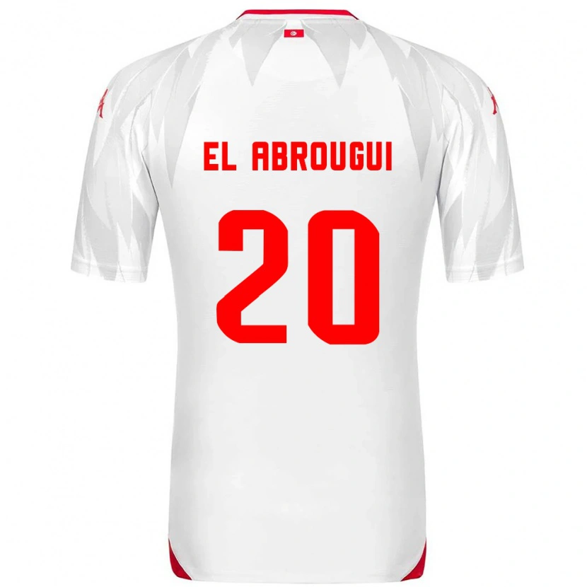 Danxen Barn Tunisien Wassim El Abrougui #20 Vit Röd Hemmatröja Matchtröjor 26-28 Tröjor T-Tröja