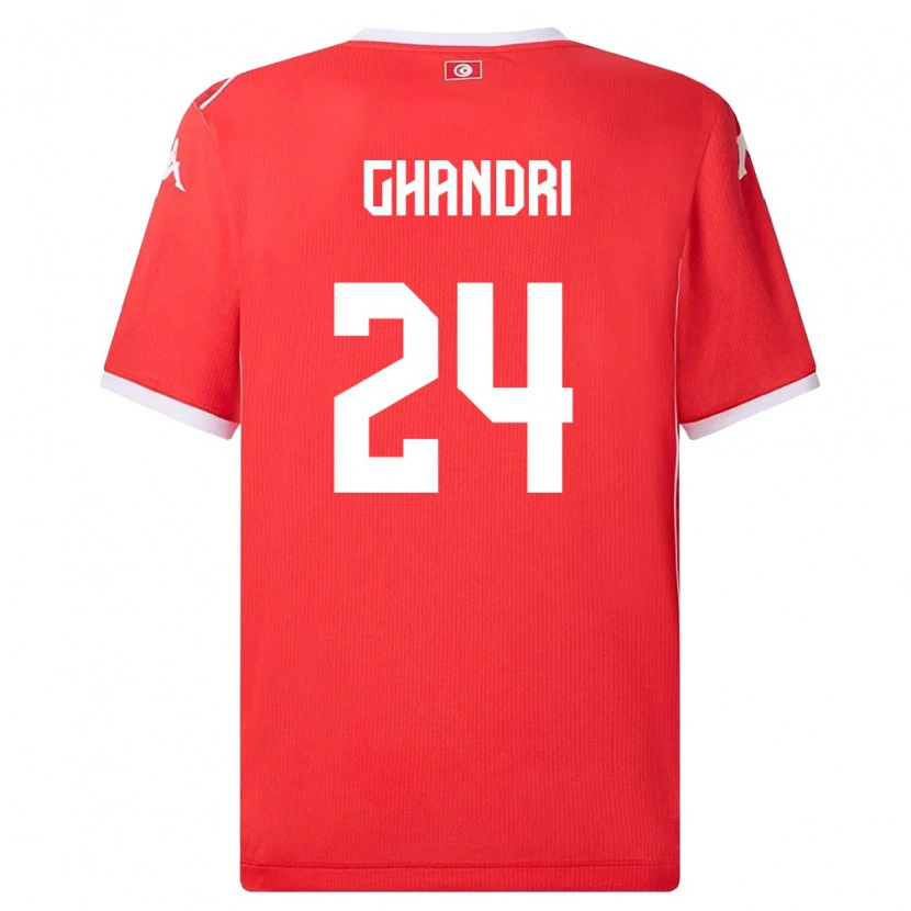 Danxen Barn Tunisien Nader Ghandri #24 Röd Vit Hemmatröja Matchtröjor 26-28 Tröjor T-Tröja