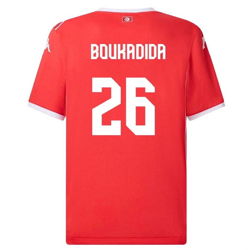 Danxen Barn Tunisien Rayan Boukadida #26 Röd Vit Hemmatröja Matchtröjor 26-28 Tröjor T-Tröja