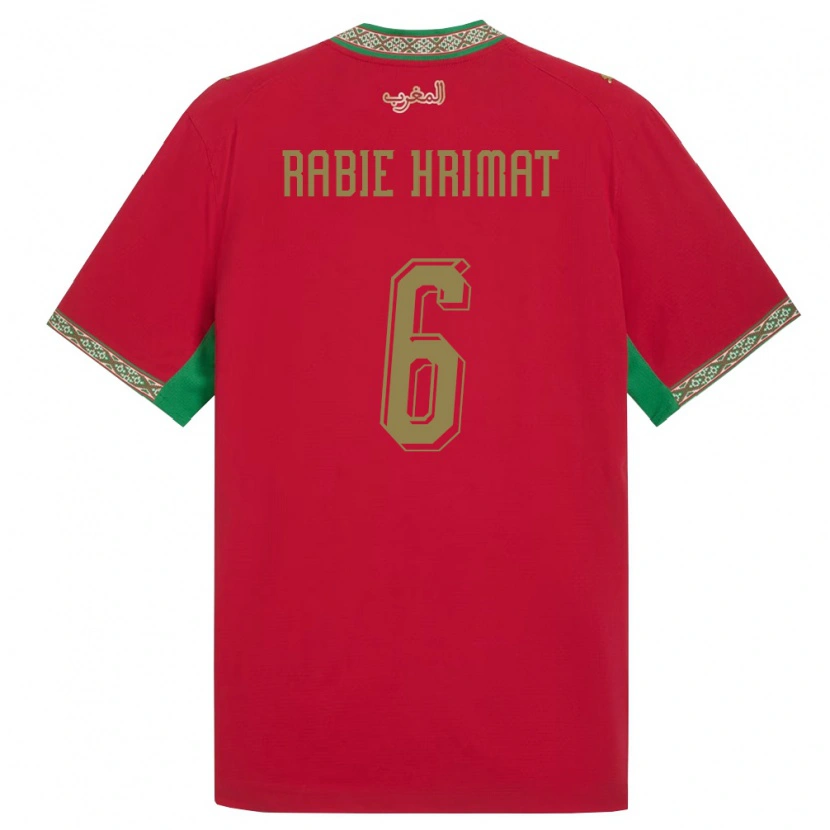 Danxen Barn Marocko Mohamed Rabie Hrimat #6 Röd Grön Vit Hemmatröja Matchtröjor 26-28 Tröjor T-Tröja