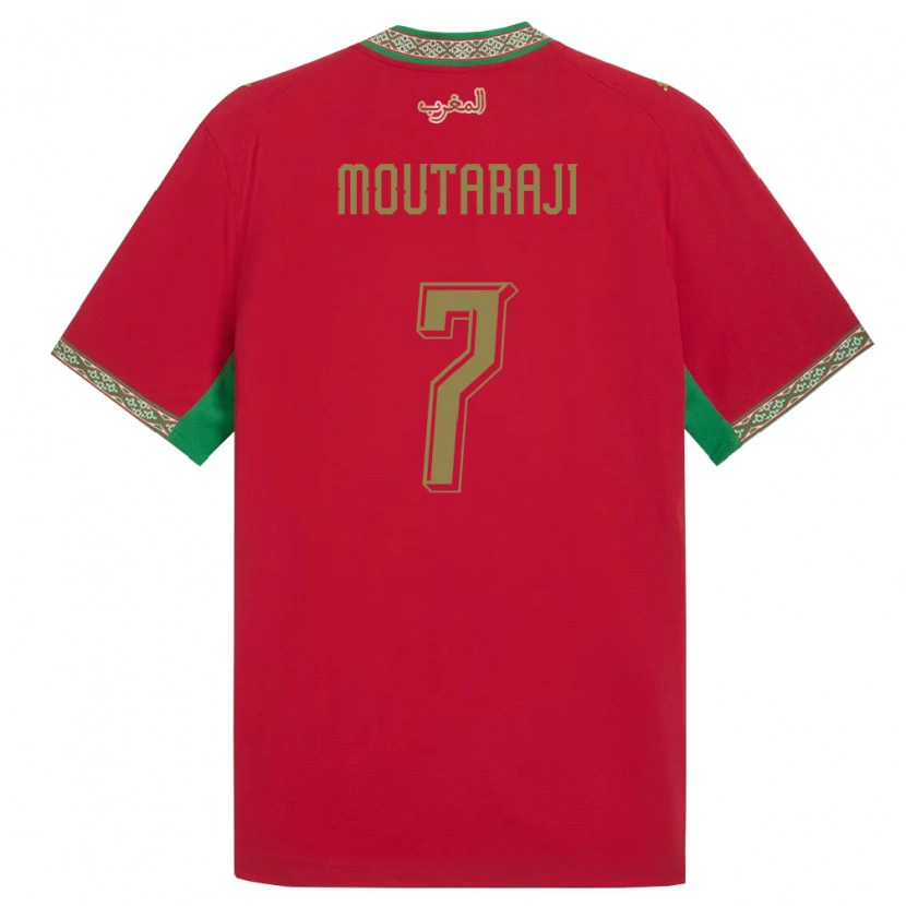 Danxen Barn Marocko Ismail Moutaraji #7 Röd Grön Vit Hemmatröja Matchtröjor 26-28 Tröjor T-Tröja