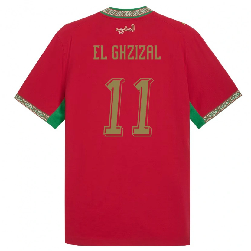 Danxen Barn Marocko Anis El Ghzizal #11 Röd Grön Vit Hemmatröja Matchtröjor 26-28 Tröjor T-Tröja