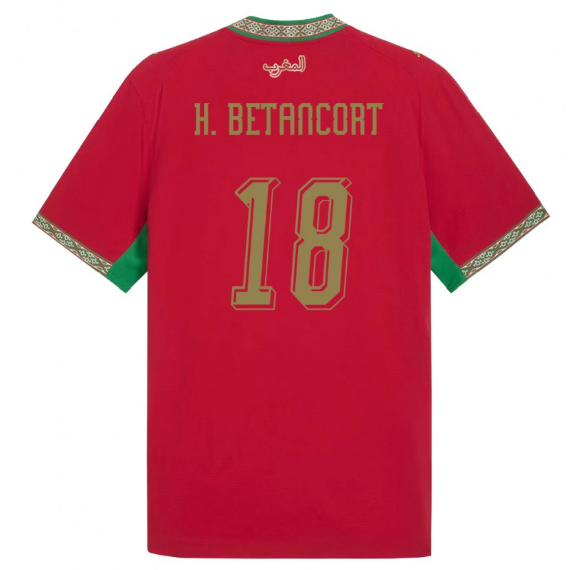 Danxen Barn Marocko Hicham El Bakkali Betancort #18 Röd Grön Vit Hemmatröja Matchtröjor 26-28 Tröjor T-Tröja