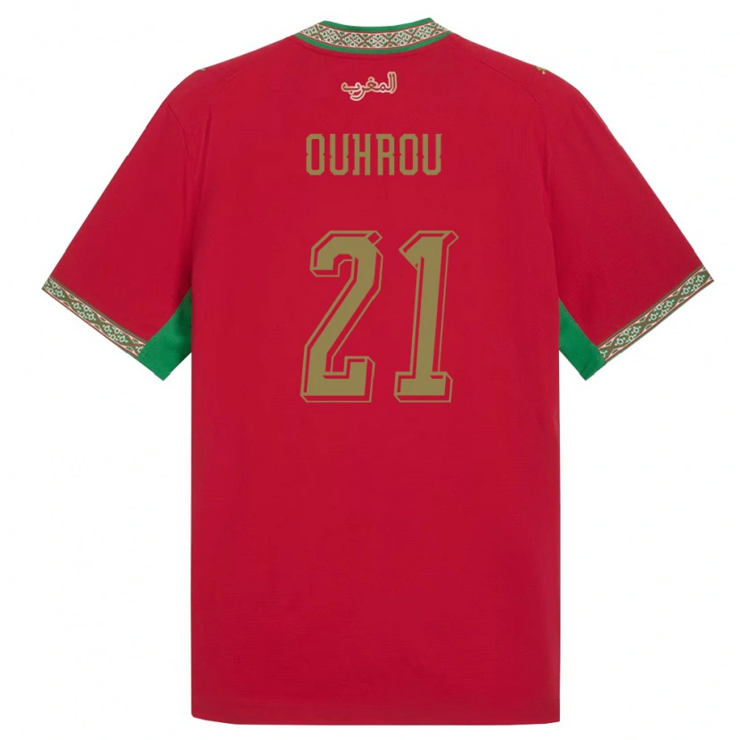 Danxen Barn Marocko Marouane Ouhrou #21 Röd Grön Vit Hemmatröja Matchtröjor 26-28 Tröjor T-Tröja