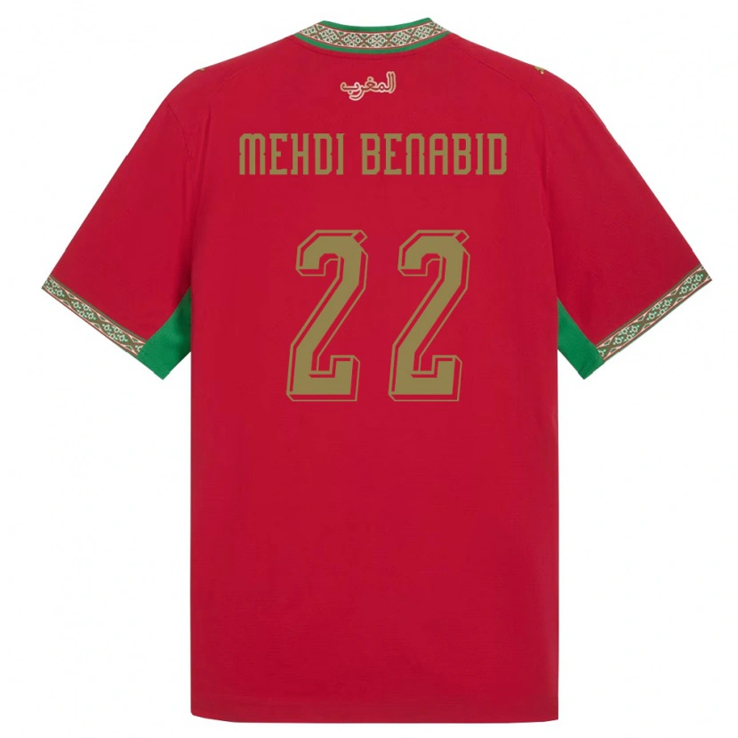 Danxen Barn Marocko El Mehdi Benabid #22 Röd Grön Vit Hemmatröja Matchtröjor 26-28 Tröjor T-Tröja