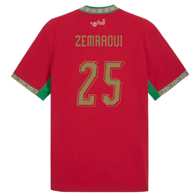Danxen Barn Marocko Oussama Zemraoui #25 Röd Grön Vit Hemmatröja Matchtröjor 26-28 Tröjor T-Tröja