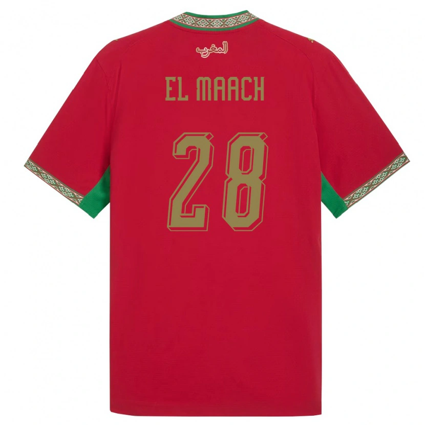 Danxen Barn Marocko Fouad El Maach #28 Röd Grön Vit Hemmatröja Matchtröjor 26-28 Tröjor T-Tröja