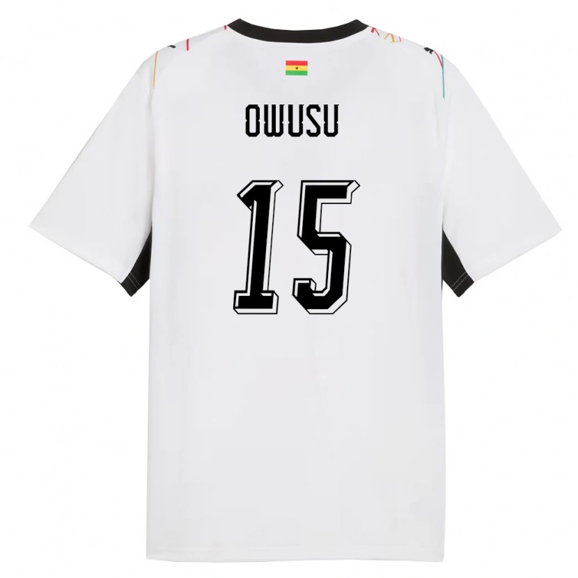 Danxen Barn Ghana Elisha Owusu #15 Vit Svart Gul Hemmatröja Matchtröjor 26-28 Tröjor T-Tröja