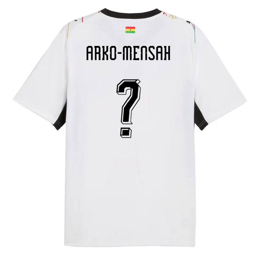 Danxen Barn Ghana Edmund Arko-Mensah #0 Vit Svart Gul Hemmatröja Matchtröjor 26-28 Tröjor T-Tröja