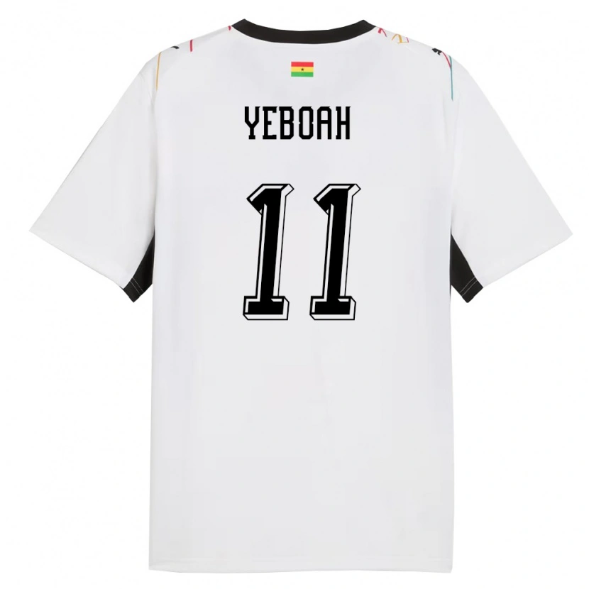 Danxen Barn Ghana Emmanuel Yeboah #11 Vit Svart Gul Hemmatröja Matchtröjor 26-28 Tröjor T-Tröja